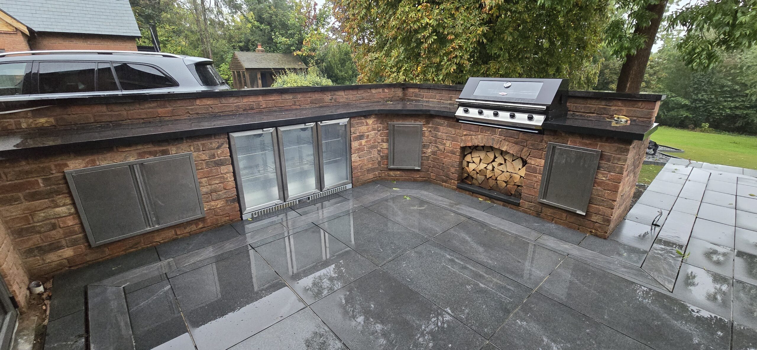 Soaked Outdoor kitchen in Gloucestershire Uk